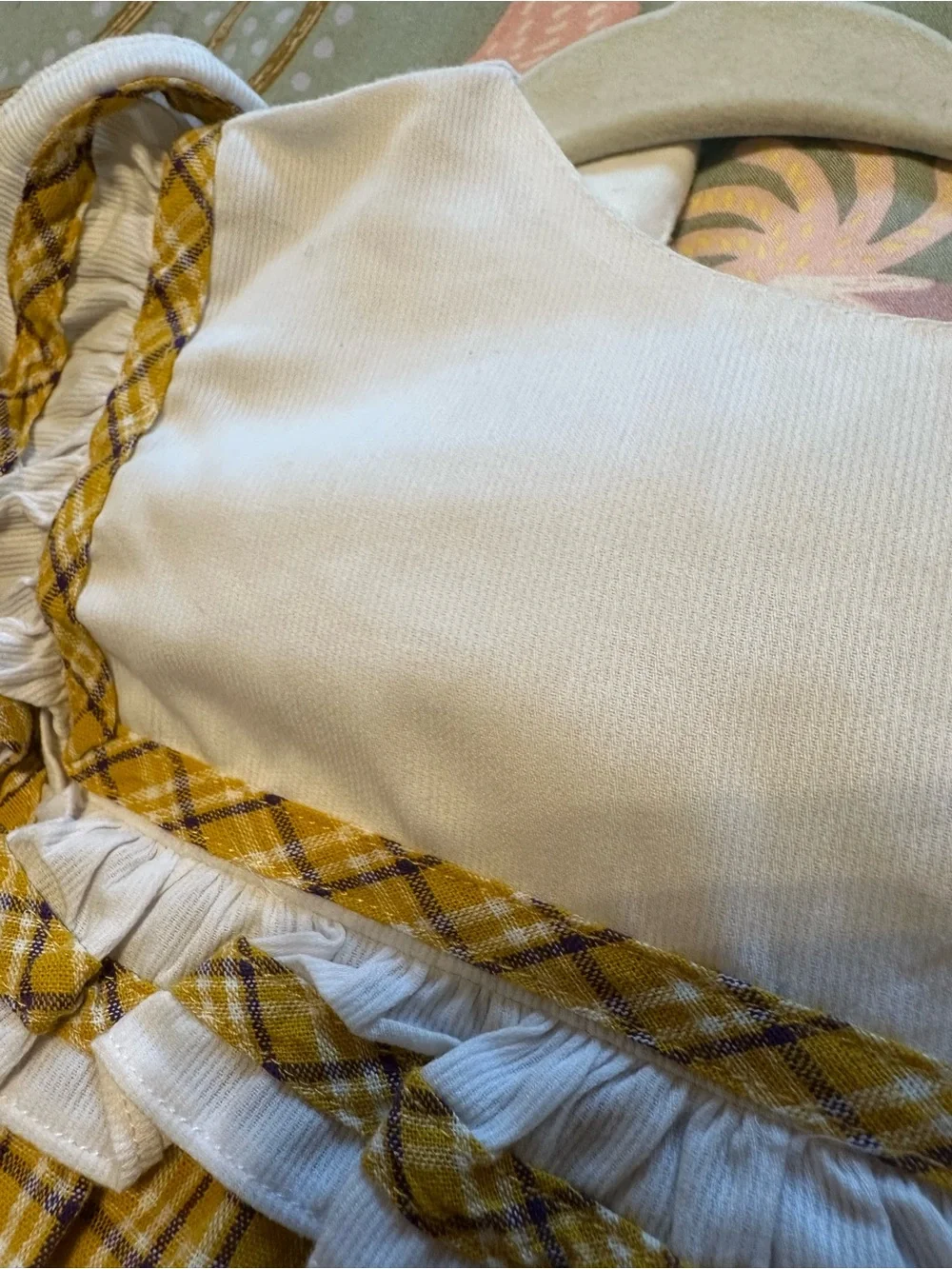 18M Smockingbird'Mustard Plaid Ruffled One-Piece Bubble